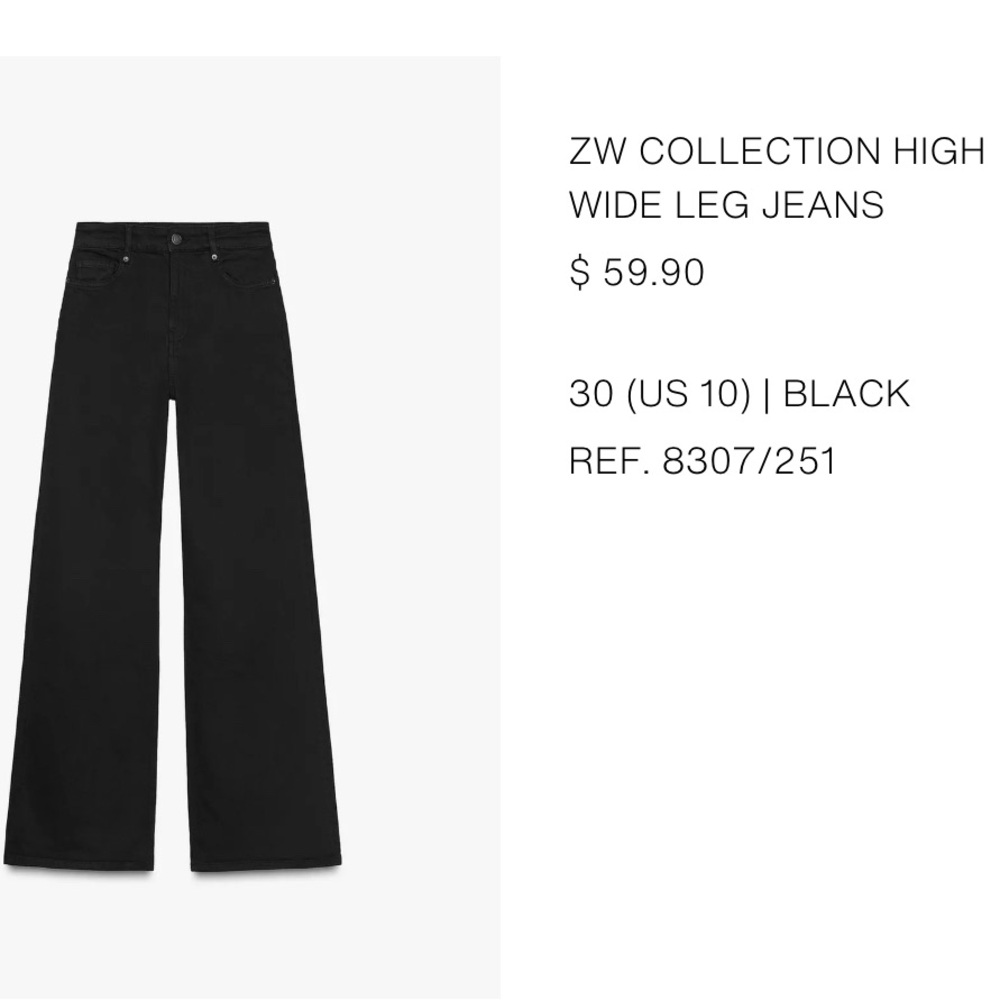 Zara Black Wide Leg Jeans
